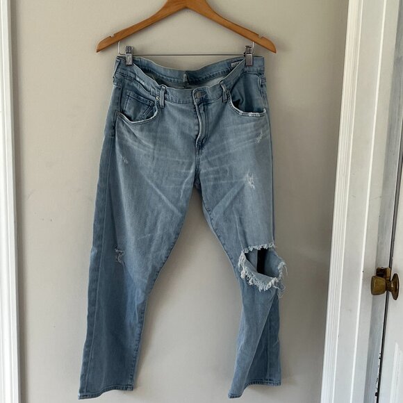 AGOLDE Isabel Slim Straight Boyfriend Distressed Relaxed Denim Jeans Size 32 - Picture 2 of 9